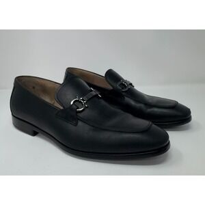 Salvatore Ferragamo Black Leather Horsebit Loafer Mens 11 2E Designer Luxe Italy